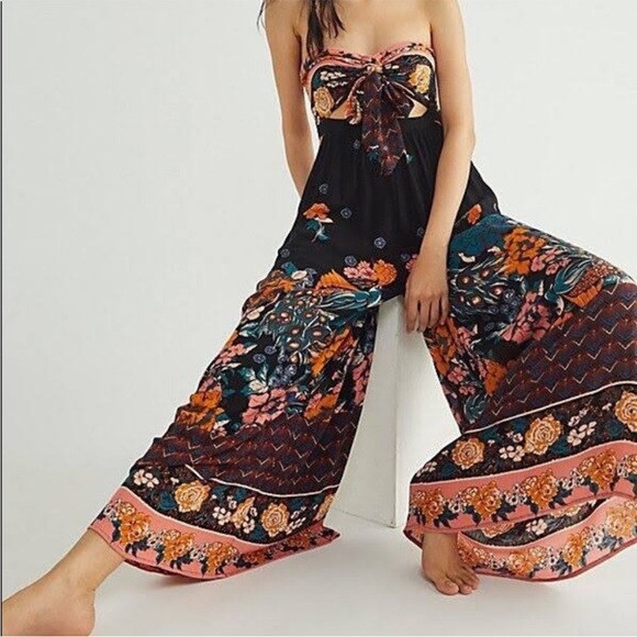 Free people Bali birds of paradise black jumpsuit - Picture 3 of 16
